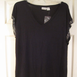 NEWPORT NEWS BLACK RAYON TUNIC TOP